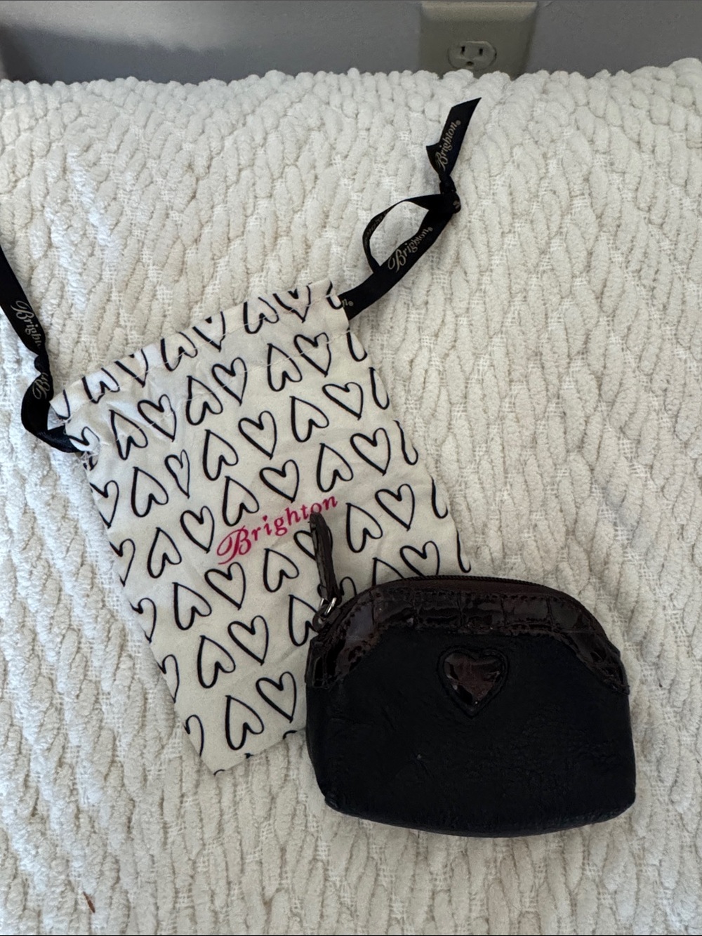 Brighton Black Leather Coin Purse with Glossy Trim